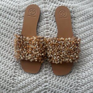 Tory Burch Embellished Slides (Size 7.5 Near Perfect Condition)